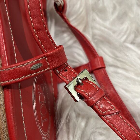 Tod’s Red Leather Sandals Sz 9 1/2 - Picture 8 of 13